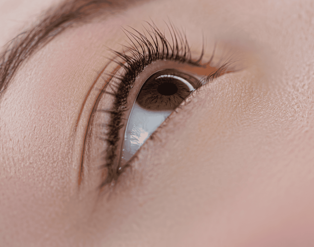 Up of a woman's eye showcasing permanent eyeliner tattoo Vancouver.