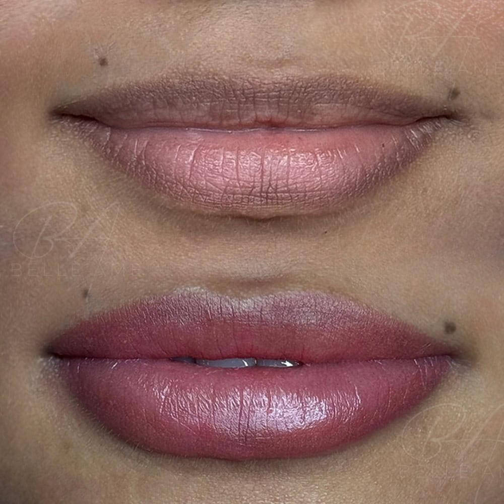 Lip blush for dark lips at Belle Ame Vancouver